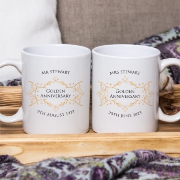 Personalised Pair of Golden Anniversary Mugs