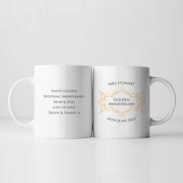 Personalised Pair of Golden Anniversary Mugs