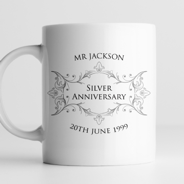 Personalised Pair of Silver Anniversary Mugs