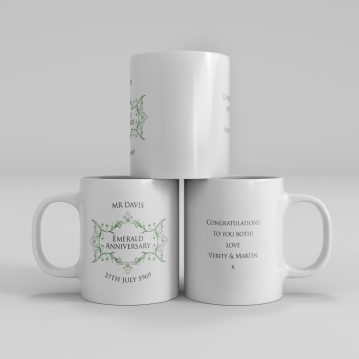 Pair of Personalised Emerald Anniversary Mugs