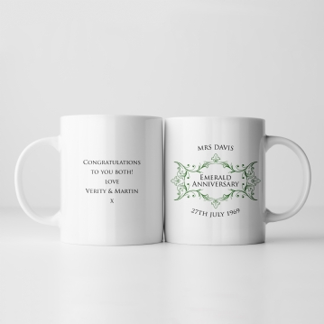 Pair of Personalised Emerald Anniversary Mugs