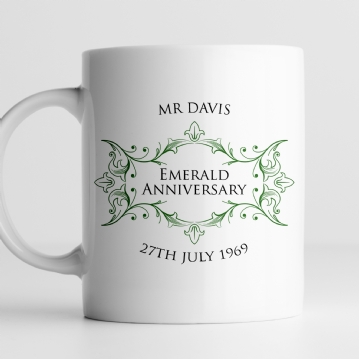 Pair of Personalised Emerald Anniversary Mugs