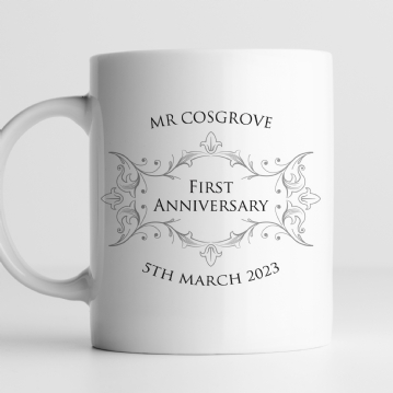 Personalised Pair of First Anniversary Mugs