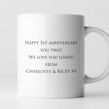 Personalised Pair of First Anniversary Mugs