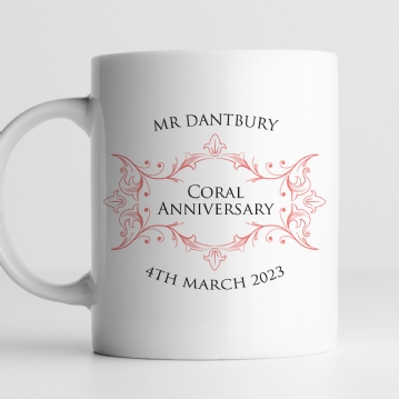 Personalised Pair of Coral Anniversary Mugs