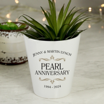 Personalised Pearl Wedding Anniversary Plant Pot
