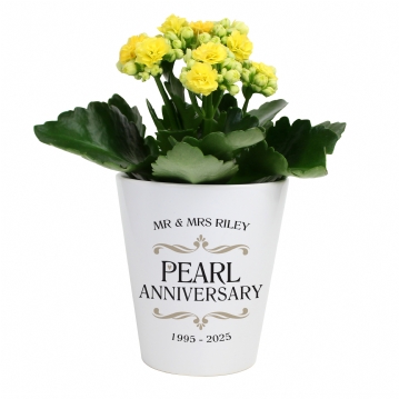 Personalised Pearl Wedding Anniversary Plant Pot