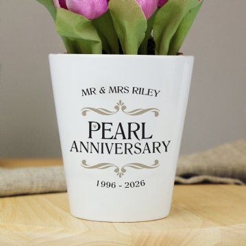 Personalised Pearl Wedding Anniversary Plant Pot