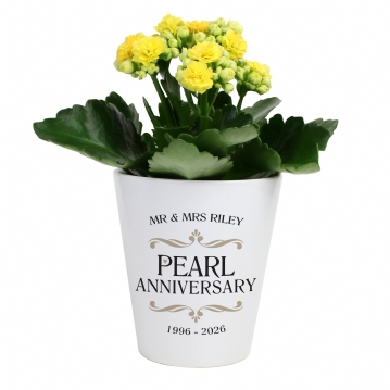 Personalised Pearl Wedding Anniversary Plant Pot