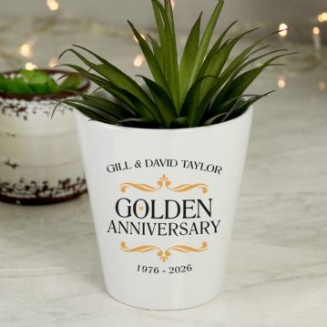 Personalised Golden Wedding Anniversary Plant Pot