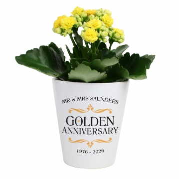 Personalised Golden Wedding Anniversary Plant Pot