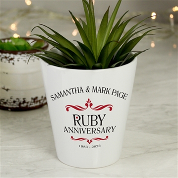 Personalised Ruby Wedding Anniversary Plant Pot