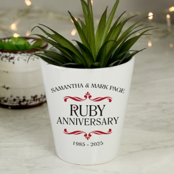 Personalised Ruby Wedding Anniversary Plant Pot