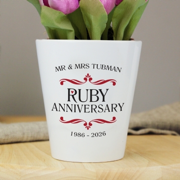 Personalised Ruby Wedding Anniversary Plant Pot