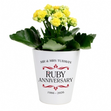 Personalised Ruby Wedding Anniversary Plant Pot