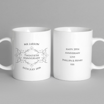 Personalised Pair Of Twentieth Anniversary Mugs