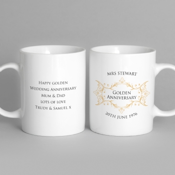 Personalised Pair of Golden Anniversary Mugs