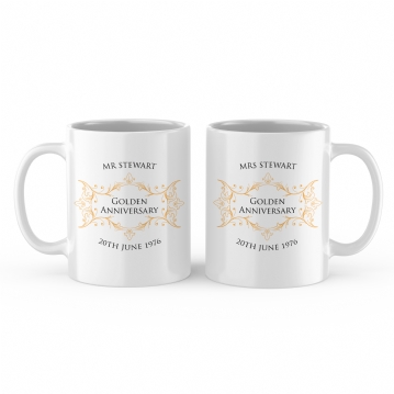 Personalised Pair of Golden Anniversary Mugs