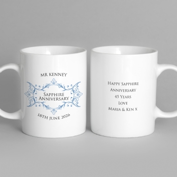 Personalised Pair of Sapphire Anniversary Mugs