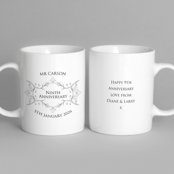 Personalised Pair of Ninth Anniversary Mugs