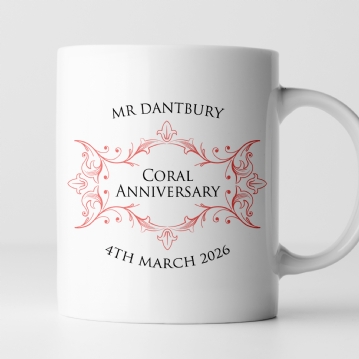 Personalised Pair of Coral Anniversary Mugs