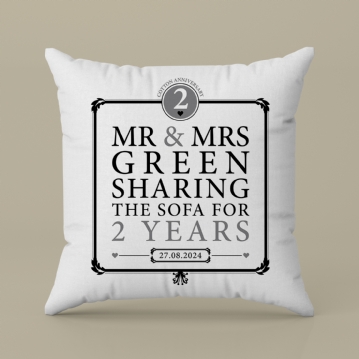 Personalised 2nd Anniv Sharing Sofa Cushion