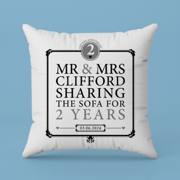 Personalised 2nd Anniv Sharing Sofa Cushion