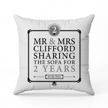 Personalised 2nd Anniv Sharing Sofa Cushion