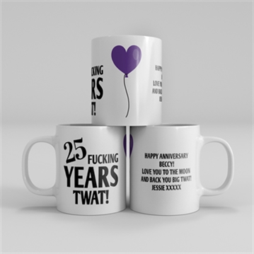 Personalised 25 Year Rude Anniversary Mug