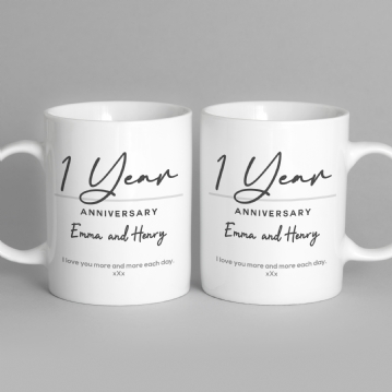 Pair of Personalised Classy 1st Anniversary Mugs