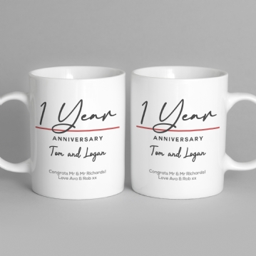 Pair of Personalised Classy 1st Anniversary Mugs