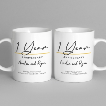 Pair of Personalised Classy 1st Anniversary Mugs