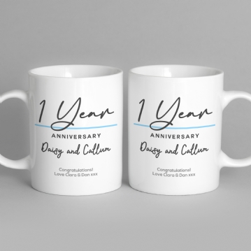 Pair of Personalised Classy 1st Anniversary Mugs