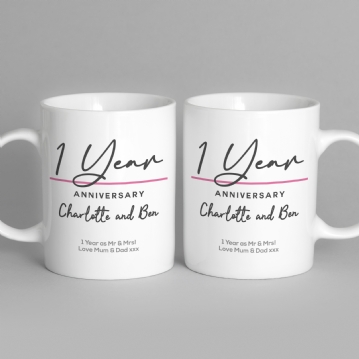 Pair of Personalised Classy 1st Anniversary Mugs