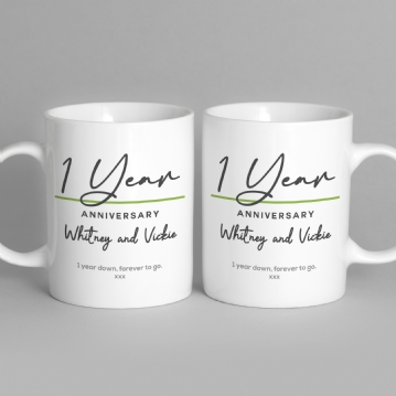 Pair of Personalised Classy 1st Anniversary Mugs
