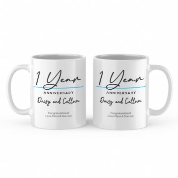 Pair of Personalised Classy 1st Anniversary Mugs