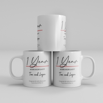 Pair of Personalised Classy 1st Anniversary Mugs