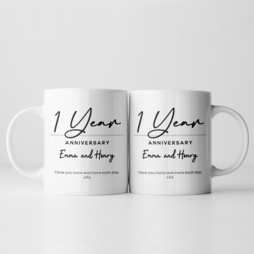 Pair of Personalised Classy 1st Anniversary Mugs