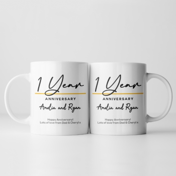 Pair of Personalised Classy 1st Anniversary Mugs