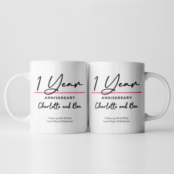 Pair of Personalised Classy 1st Anniversary Mugs