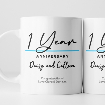 Pair of Personalised Classy 1st Anniversary Mugs