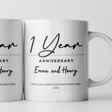 Pair of Personalised Classy 1st Anniversary Mugs