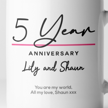 Pair of Personalised Classy 5th Anniversary Mugs