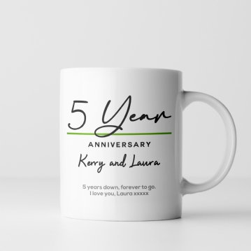 Pair of Personalised Classy 5th Anniversary Mugs