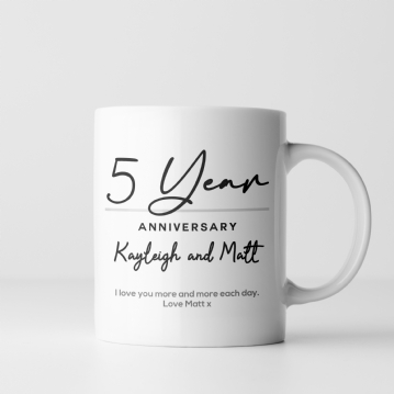 Pair of Personalised Classy 5th Anniversary Mugs