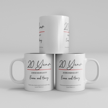 Pair of Personalised Classy 20 Year Anniversary Mugs