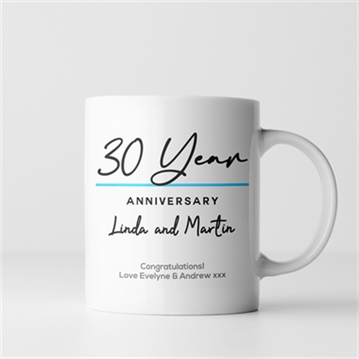 Pair of Personalised Classy 30th Anniversary Year Mugs