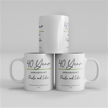 Pair of Personalised Classy 40th Anniversary Year Mugs