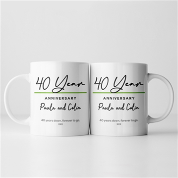 Pair of Personalised Classy 40th Anniversary Year Mugs