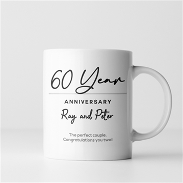 Pair of Personalised Classy 60th Anniversary Year Mugs